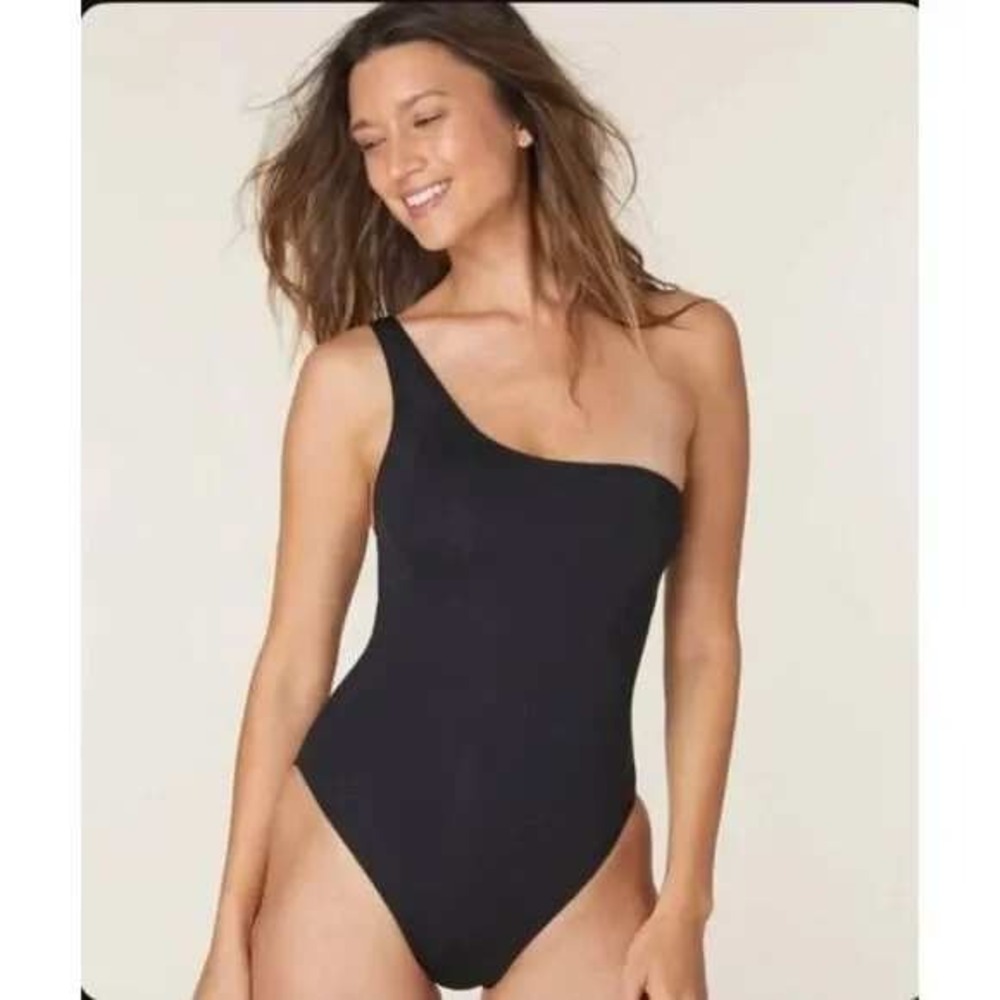 Andie Swim NWT Womens The Nantucket One Piece Black One Shoulder Size Small Tall